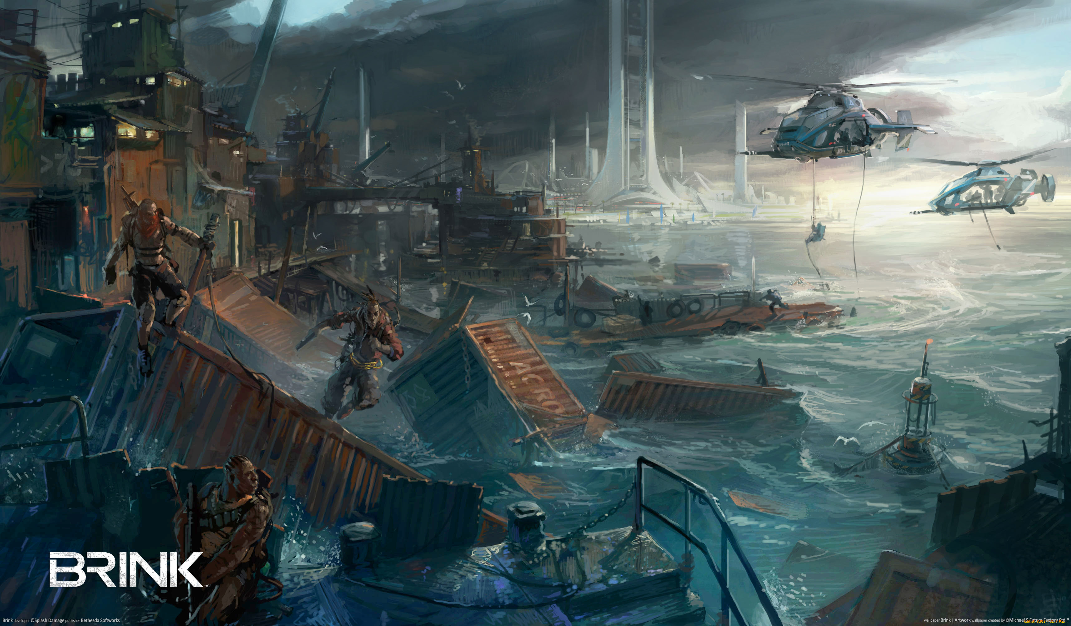 brink, container, city, concept, art, , 